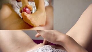 This babe Likes When That guy Cums On Her Feet - Footjob Ejaculation Compilation - REACTION
