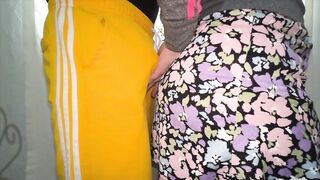 Large-assed woman unintentionally touches a stranger's ramrod.