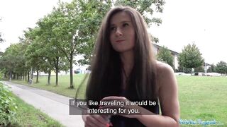 Public Agent Lara Fox gets her slender butt overspread in spunk