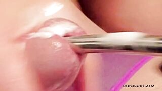 Close-up jock screwing with vibrating sound