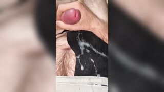 Squirting cum all over my ebony rod thong