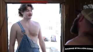 FURIOUS STUD-HORSE - Large Cock Step-Nephew Fills Ian Sterling's Throat & Hirsute Gap in The Trailer