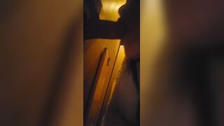 Married golden-haired sucks a rod at a club and her spouse doesn't even notice.
