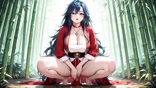 Blue-haired Female-dominator Vs Athletic! Forbidden Unfathomable Squats in a Navy Bedroom, Shy Chest Covering but Thighs Thrusting Wildly