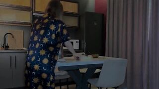 Kitchen Dry Hump Stepsister Ends with Cum on Shorts