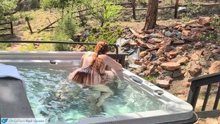 Multiple Underwater Creampies Oral-job & Cunt - Outdoor Hawt Tub Sex with Curvy Redhead Wife Amateur