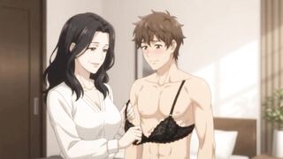Stepmom caught her stepson in her underware and give her live show