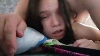 Stepfather screwed stepdaughter whilst this babe was talking with mother on the phone