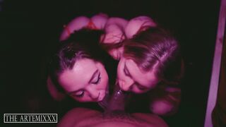 two Large booty excited bitches take thick bbc and get facial Ft. Artemis XXX Uptown Bunny Heather Heaven