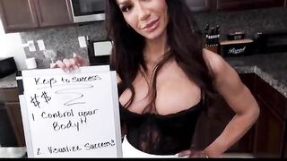Breasty stepmom coaches nervous stepson then screws him to cure fixation