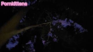 Pissing in her throat in the woods