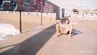 Small Latin babe Sandra Wellness Has Eager Sex on the Beach With Large Cock Lover - Mamacitaz