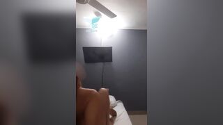 My stepbrother and I were having sex in the hotel room whilst his girlfriend was in the pool.