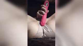 Cutie Using Pink Sex toy Over Pants: Close Up POV Pt two