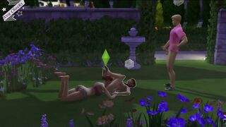 Twinning Red Heads Decide to have Sex with Bisexual Roommate in Secluded Garden (Animated Sims 4)