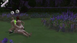 Twinning Red Heads Decide to have Sex with Bisexual Roommate in Secluded Garden (Animated Sims 4)