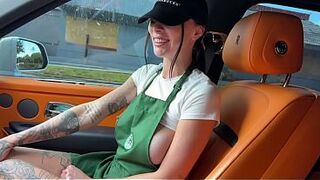Lascivious Tattooed Barista Eats Teddy Tarantino's Ramrod in the Car On her Break