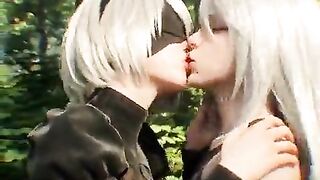 Videogame lesbo giving a kiss yuri comics
