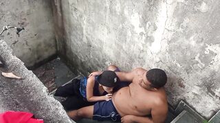 I put the neighborhood lesbo to breastfeed on the stairs.