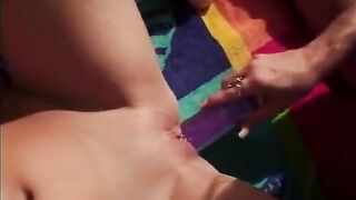 Sexy blond sticks tongue in her allies taut soaked vagina