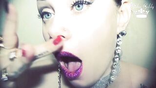Purple wild lip smelling and grimaces