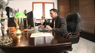 Ambitious blond secretary tries anal for raise