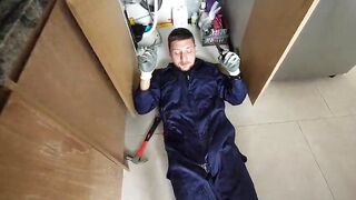 Despairing Lustful Angel Seduces Plumber with Her Shiny Oiled Body. trailer