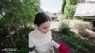 VR Conk: Slim Unshaved Brunette hair Rides a Giant Wang in Star Wars Cosplay Porn
