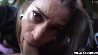 Wager lost and defiance fulfilled - Oral job in the car outdoors