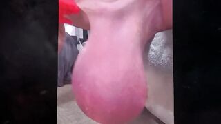 Giant Ever Large Balls bizarre Ballstretching Massive Real Balls Saline Real Shemale hentai Red Satin Gloves Ebony Stockings Moon Space Music Compilation