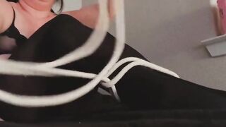 Tying myself up with ropes in nylon nylons in advance of my boyfriend gets home from work