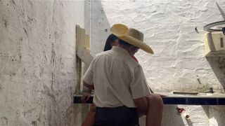 Stepfather screws his breasty, large-assed stepdaughter in an abandoned abode.