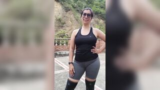 Marvelous unknown Lalin girl exercising outdoors and I take her to my apartment