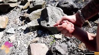 johnholmesjunior in naked beach public solo show and cum slow motion