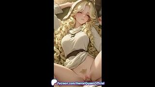 Hairy Blond Manga Elf in Hooded Robe Takes Large Jock Outside. Ai.
