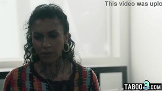 Large bazookas inked ebony cougar banged by her students
