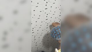 My sister-in-law goes to take a washroom and I secretly spy on her; that babe has a large snatch and worthwhile boobs.