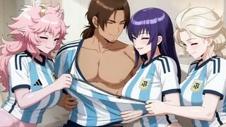 Argentina Fan Bangs three Captivating Waifus