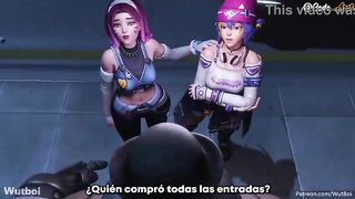 D.Va gets drilled hard by 2 ebony cocks [Spanish subtitles]