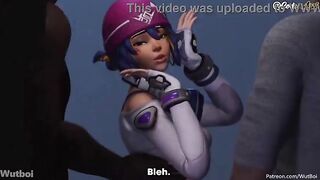 D.Va gets drilled hard by 2 ebony cocks [Spanish subtitles]
