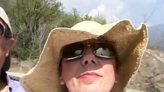 Barefaced aged pair screwing in the countryside