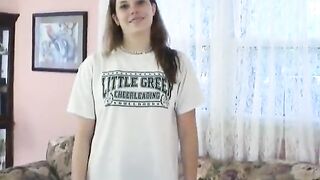 Hairless cunt brunette hair whore amateur disrobes her pants off and shows her pussy