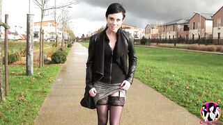 Short haired brunette hair takes a BBC in her anal opening