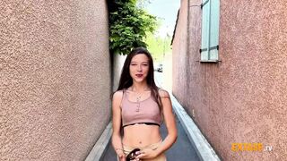 Tiny french bitch hard drilled in threeway with double cum load in throat