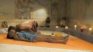 This babe's enjoying in oiled massage