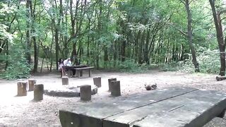 Barefaced Masturbation in Park Turns Into Quickie