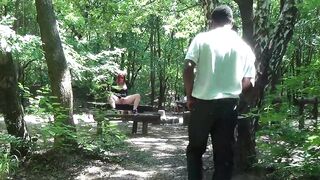 Barefaced Masturbation in Park Turns Into Quickie