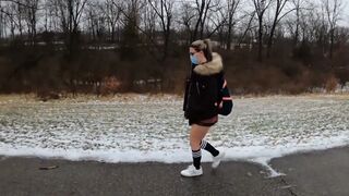Teen Hotty in Plaid Petticoat Gets a Ride to School From a Stranger on a Snowy Day