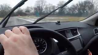 Teen Hotty in Plaid Petticoat Gets a Ride to School From a Stranger on a Snowy Day