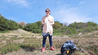Amateur Nudist Hotty: Stripping & Touching Herself on a Quiet Spring Beach in Uruguay
